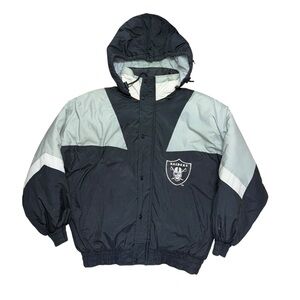 Vintage Oakland Raiders Black Chalk Line Nylon Jacket Vegas XL Puffer Football